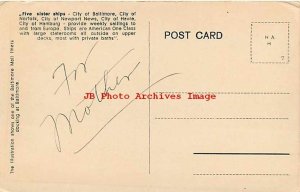 Baltimore Mail Line, Steamship, Steamer, Baltimore Maryland Docks