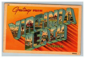 Vintage 1940's Postcard Greetings From Virginia Beach Virginia - Beach & City