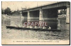 Postcard Old Asnieres Team of Routing club deck & # 39Asnieres Rowing