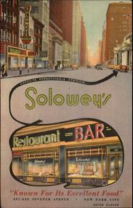 Manhattan New York City Solowey's NICE LINEN Postcard