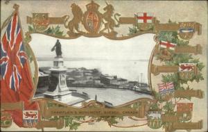 Quebec City Champlain Monument - Province Shield Border c1910 Postcard