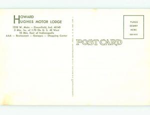 Unused Pre-1980 HOWARD HUGHES MOTOR LODGE MOTEL Greenfield IN s5024@