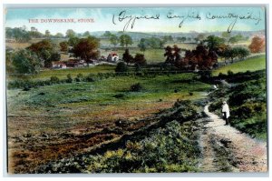 c1910 The Downsbank Stone Typical English Street Staffordshire England Postcard