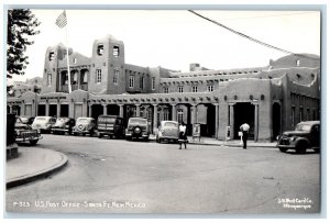 c1940's US Post Office Building Cars Santa Fe New Mexico NM RPPC Photo Postcard