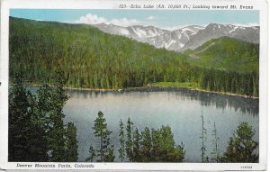 US  used. Colorado - Echo Lake & Mt Evans.  Stamp #804. Mailed 1944. Beautiful.