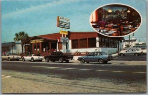 Myrtle Beach SC Postcard OLYMPIC FLAME RESTAURANT & PANCAKE HOUSE c1970s Chrome 