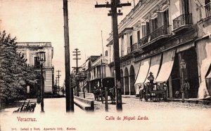 Mexico Veracruz Calle de Miguel Lerdo Vintage Postcard C372
