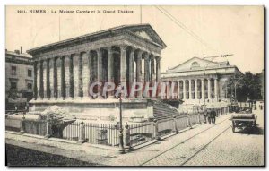 Old Postcard Nimes La Maison Carree and the Grand Theater