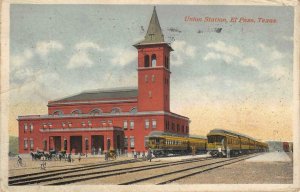 UNION STATION El Paso, Texas Railroad Depot 1915 Octochrome Vintage Postcard