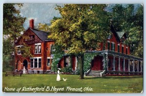 1909 Fremont Ohio Tuck Oilette Postcard Home Rutherford B. Hayes Field Building