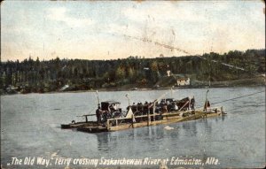 Edmonton Alberta AB Saskatchewan River Ferry c1910 Vintage Postcard