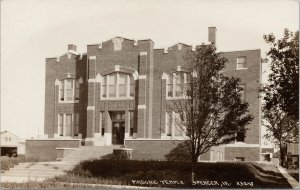 Masonic Temple Spencer IA Iowa (some names on back) Real Photo Postcard E97