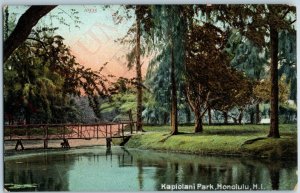 c1910s Honolulu, HI Kapiolani Park Bridge Pond South Seas Hawaii Territory A188