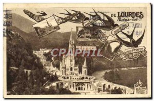 Old Postcard Lourdes Swallows