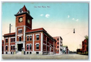 c1910 Tower Clock Entrance to City Hall Reno Nevada NV Antique Postcard