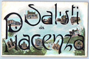 Emilia Romagna Italy Postcard Greetings from Piacenza Building Multiview 1967