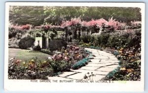 RPPC tinted Rose Garden The Butchart Gardens near Victoria B.C. CANADA Postcard