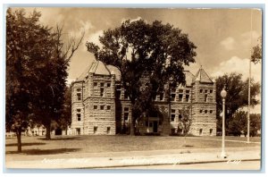 Auburn Nebraska RPPC Photo Postcard Court House Exterior Building Vintage c1940