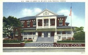 Home Of Lodge No197  - Roanoke, Virginia VA Postcard