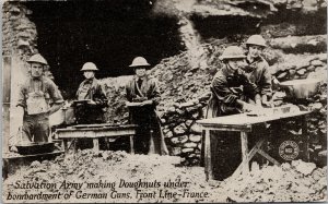 Salvation Army making Doughnuts Front Line France WW1 Unused Postcard E69