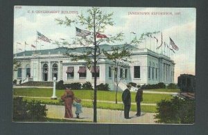 1907 Post Card Jamestown Expo U S Government Bldg Small Ink Mark----