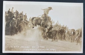 Mint USA RPPC Real Picture Postcard Slats Jacobs On star Doubleday Photo Rodeo