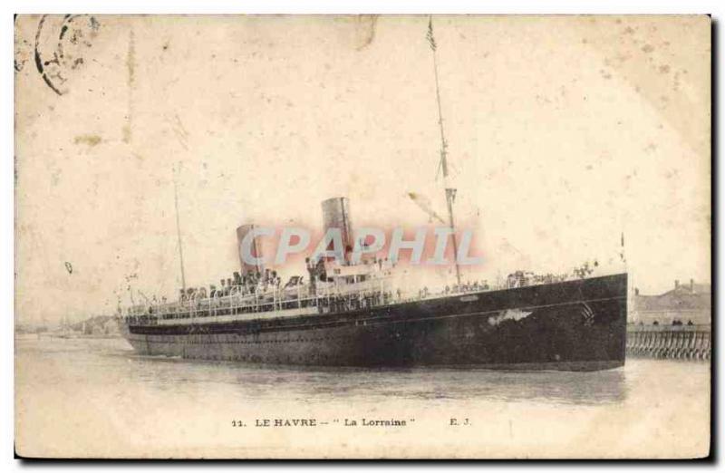 Old Postcard Boat Ship Le Havre Lorraine