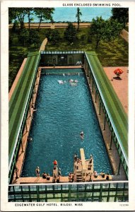 Aerial View Swimming Pool, Edgewater Gulf Hotel Biloxi MS Vintage Postcard P62