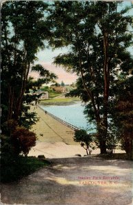 Vancouver BC Stanley Park Entrance c1922 Colour Cancel ?? Postcard G7