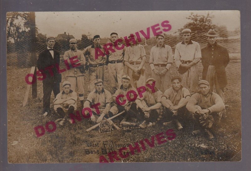 West Pullman ILLINOIS RPPC 1913 BASEBALL TEAM Coach Manager UNIFORMS nr Chicago