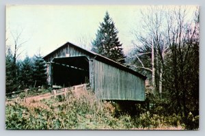 Ohio Shinn Historic Covered Bridge Over Wolf Creek Vintage Postcard A48