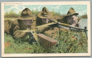 MACHINE GUN PRACTICE WWI ANTIQUE POSTCARD