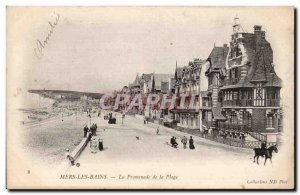 Old Postcard Mers les Bains The beach promenade