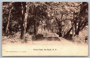 Church Road  Rye Beach  New Hampshire  Postcard  c1910