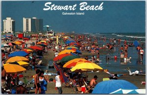 Stewart Beach Galveston Texas TX Island Blue Waters Of Mexico East End Postcard