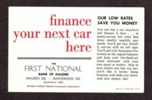 MALDEN MASSACHUSETTS MA 1906 Ranier Automobile Car First National Bank AD Card