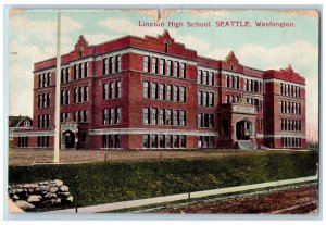 1910 Lincoln High School Campus Building Dirt Road Seattle Washington Postcard