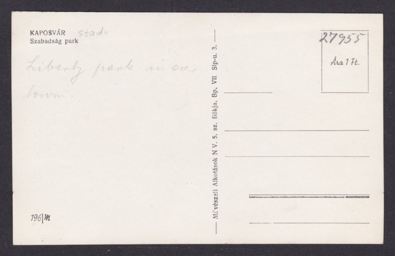 Postcard Hungary, Kaposvár, Liberty Park