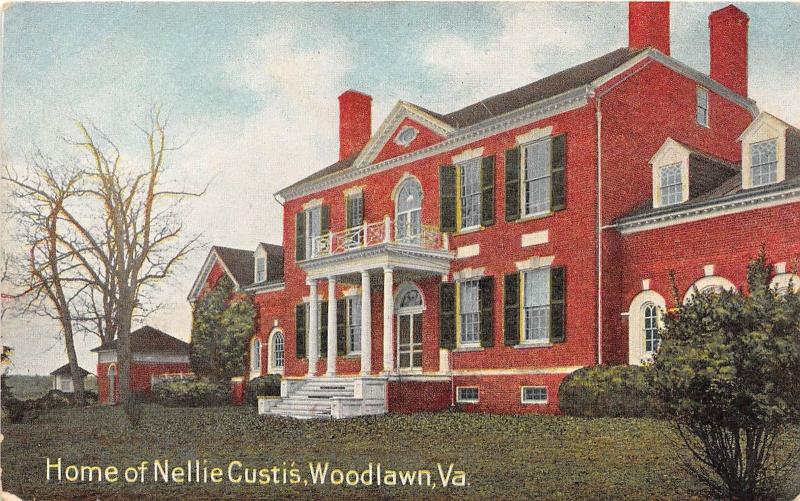 D97/ Woodlawn Virginia Va Postcard c1910 Home of Nellie Custis Residence