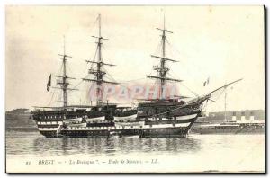 Old Postcard Boat Brest Brittany School foams