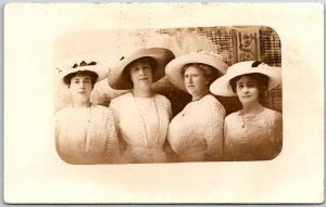 Siblings Photograph With Fashion Hats Ladies Women Postcard