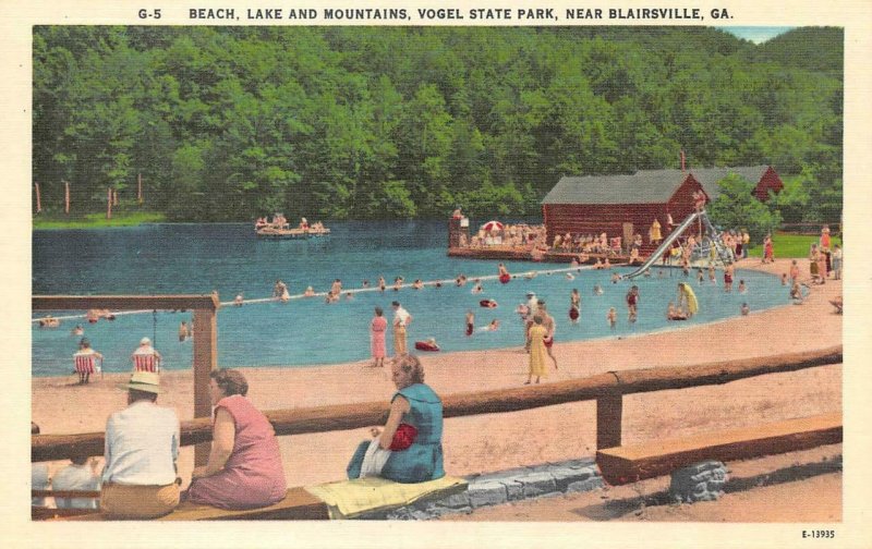 BLAIRSVILLE, GA Georgia BEACH~BATHHOUSE~SWIMMERS Vogel Park *2* c1940s Postcards