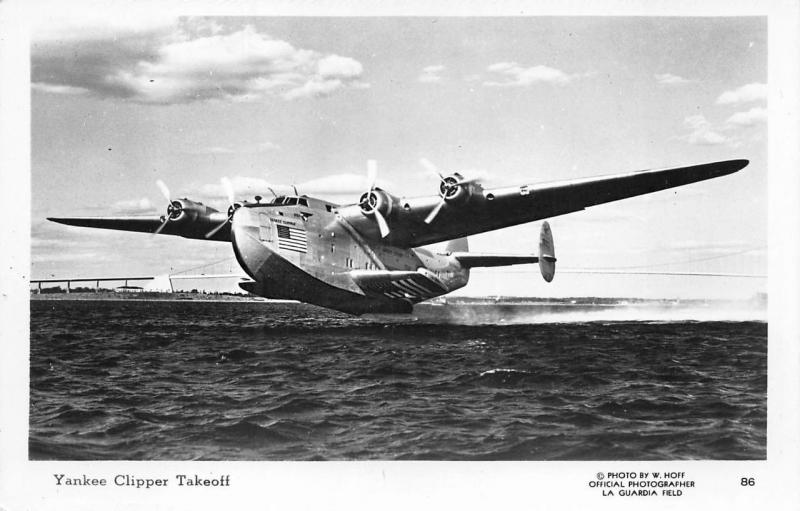 New York NY LaGuardia Airport Yankee Clipper Taking Off RPPC