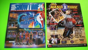NBA SHOWTIME + HANG TIME Set Of 2 Video Arcade Game UNUSED Original Sales Flyers