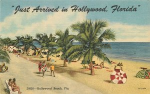 Postcard Florida Hollywood Sunny Beach scene Gulf Stream Teich 1930s 23-135