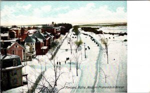 Portland, ME Maine  WESTERN PROMENADE Winter Scene~Homes  ca1900's UDB Postcard
