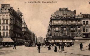 Belgium Brussels Bruxelles Place de la Bourse Vintage Postcard 08.82