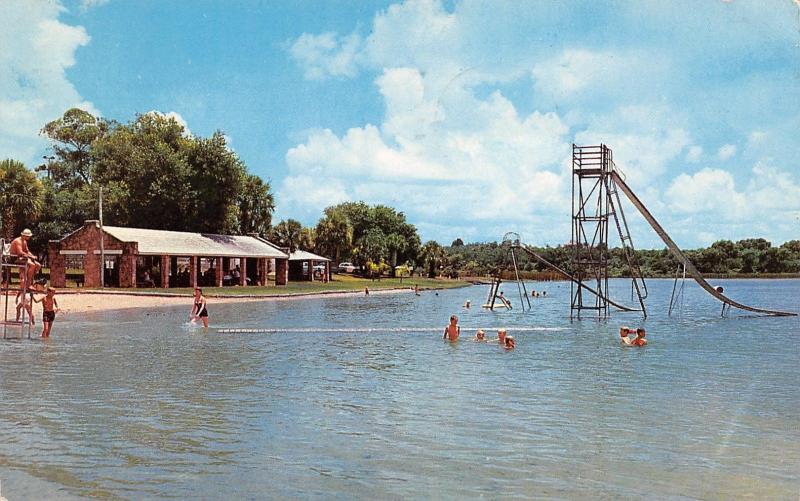 Haines City Florida~Lake Eva Bathing Beach~Life Guard~Picnic Shelter~1960 PC 