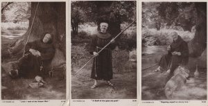 Jolly Drunk Priest Monk Fishing 3x Comic Real Photo Theatre Postcard s