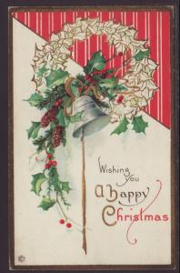 Wishing You A Happy Christmas,Holly,Wreath,Bell Postcard